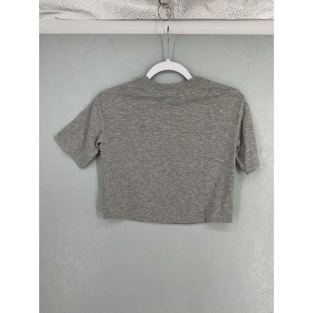 Justice Girls Pac-Man Cropped Graphic Tee Embroidered Gray S 7/8